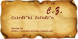 Cziráki Zoltán névjegykártya