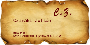 Cziráki Zoltán névjegykártya